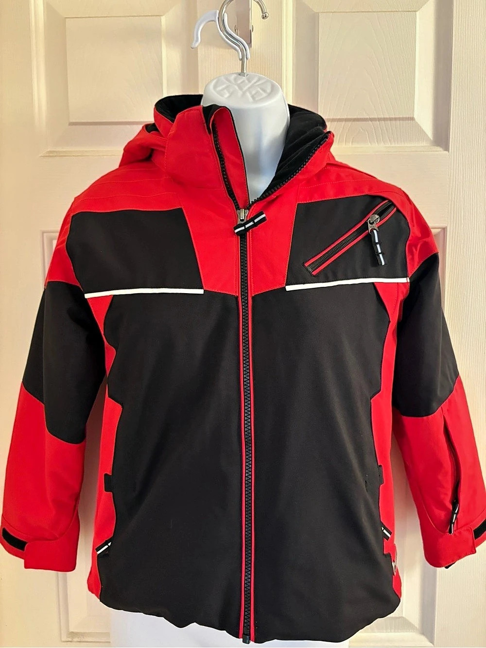 Karbon kid’s Color Block Ski Jacket Red & Black Size 8